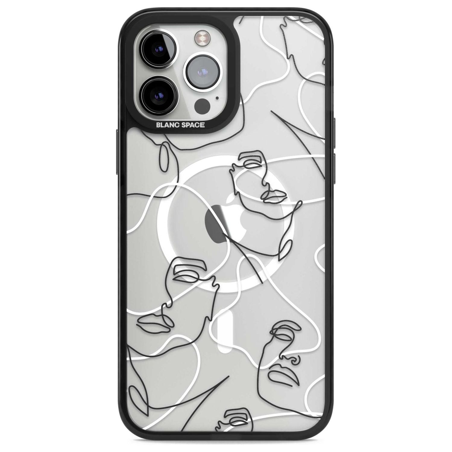 Personalised Abstract Faces Custom Phone Case iPhone 13 Pro Max / Magsafe Black Impact Case Blanc Space