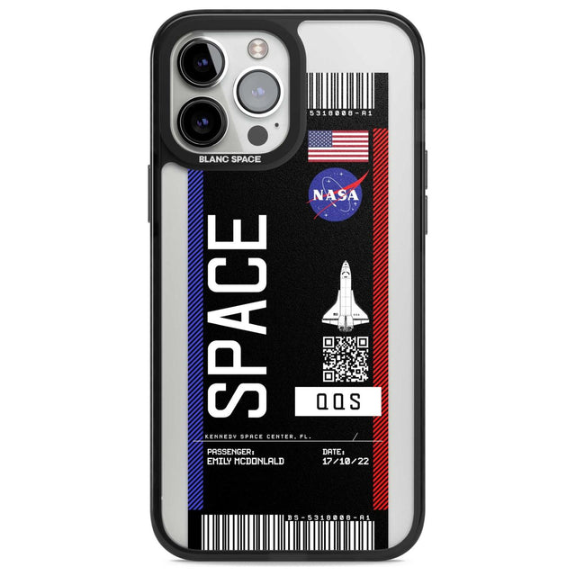 Personalised NASA Boarding Pass (Dark) Custom Phone Case iPhone 13 Pro Max / Magsafe Black Impact Case Blanc Space