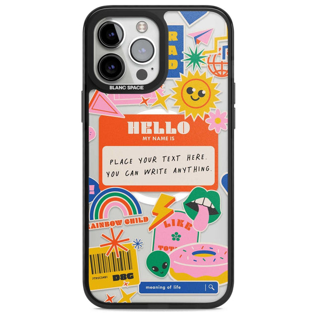 Personalised Nostalgia Sticker Mix #2 Custom Phone Case iPhone 13 Pro Max / Magsafe Black Impact Case Blanc Space