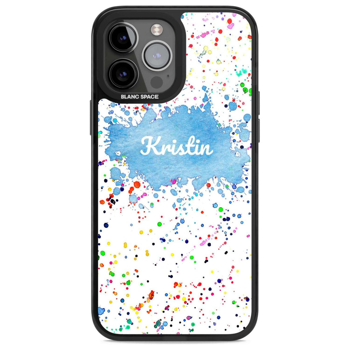Personalised Rainbow Paint Splatter Custom Phone Case iPhone 13 Pro Max / Magsafe Black Impact Case Blanc Space
