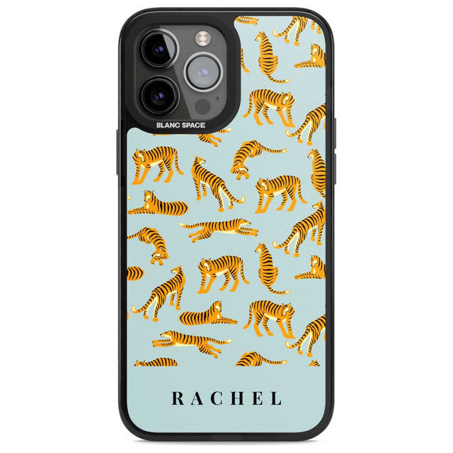 Personalised Tiger Pattern: Turquoise Blue Custom Phone Case iPhone 13 Pro Max / Magsafe Black Impact Case Blanc Space