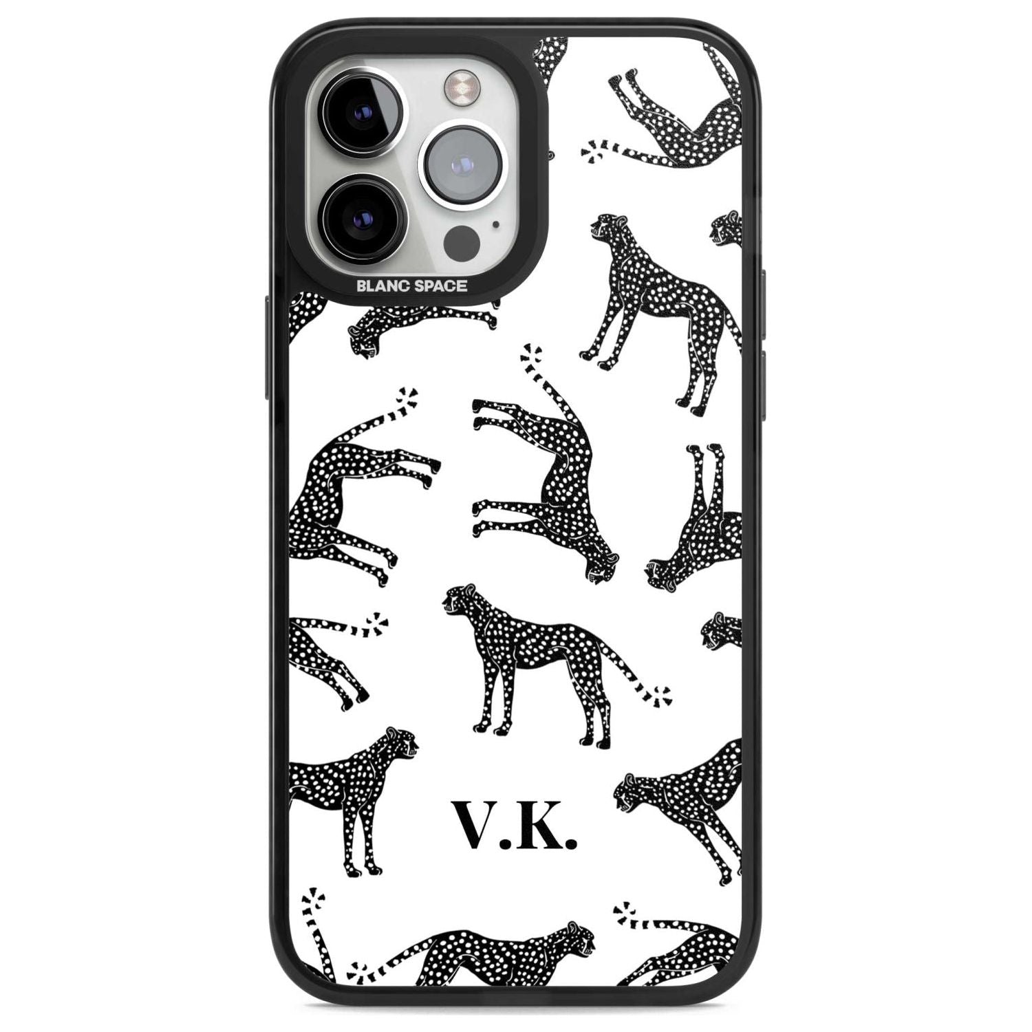 Personalised Cheetah Black & White Custom Phone Case iPhone 13 Pro Max / Magsafe Black Impact Case Blanc Space