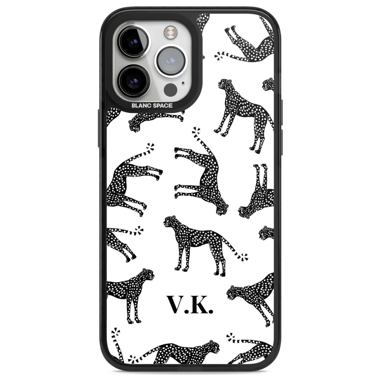 Personalised Cheetah Black & White Custom Phone Case iPhone 13 Pro Max / Magsafe Black Impact Case Blanc Space