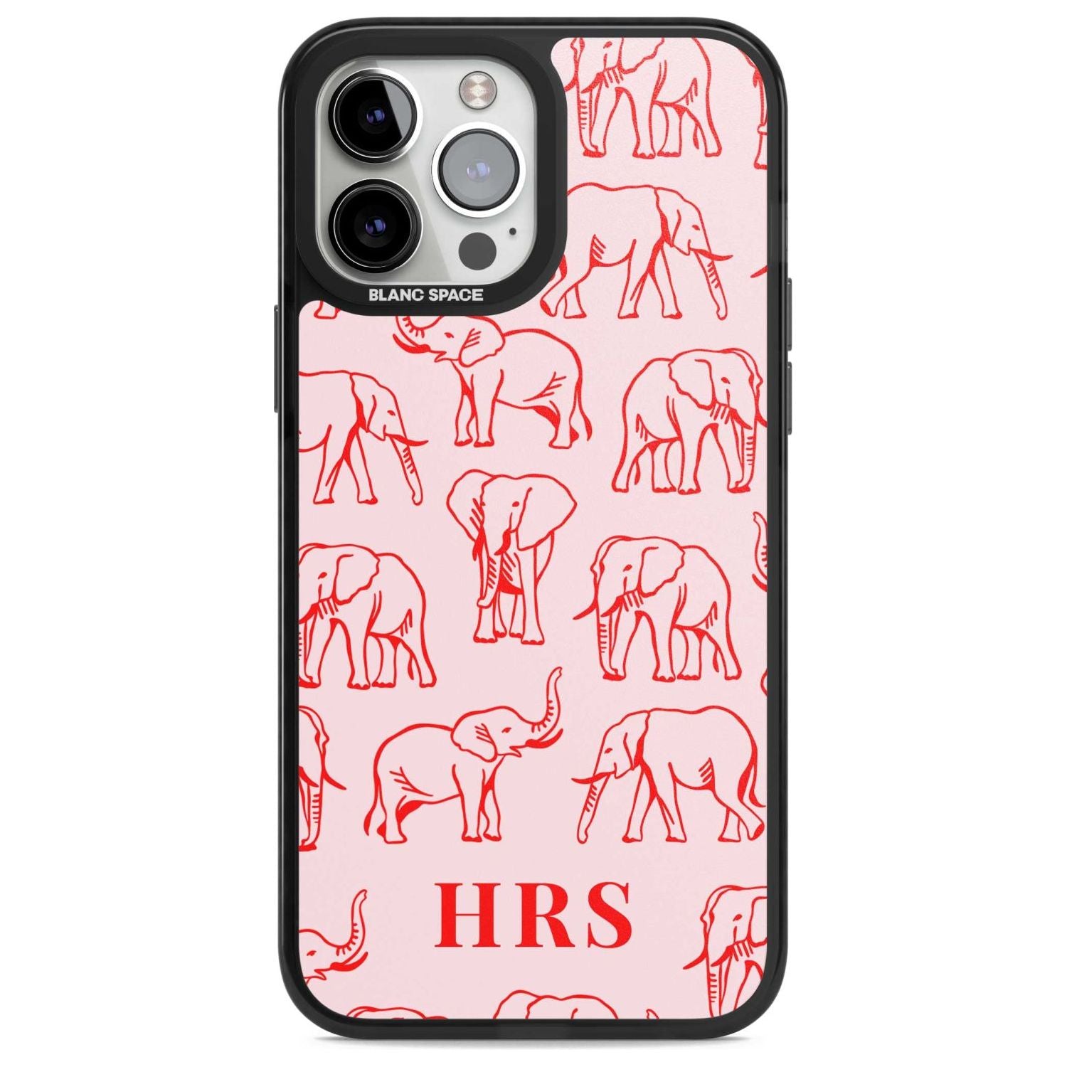 Personalised Red Elephant Outlines on Pink Custom Phone Case iPhone 13 Pro Max / Magsafe Black Impact Case Blanc Space