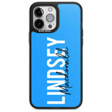 Personalised Bold Name: Blue Custom Phone Case iPhone 13 Pro Max / Magsafe Black Impact Case Blanc Space