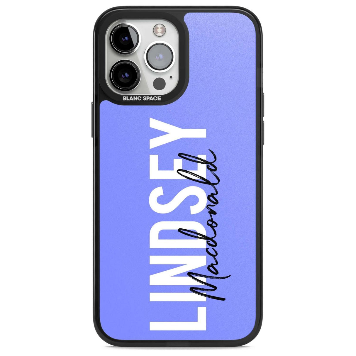 Personalised Bold Name: Purple Custom Phone Case iPhone 13 Pro Max / Magsafe Black Impact Case Blanc Space