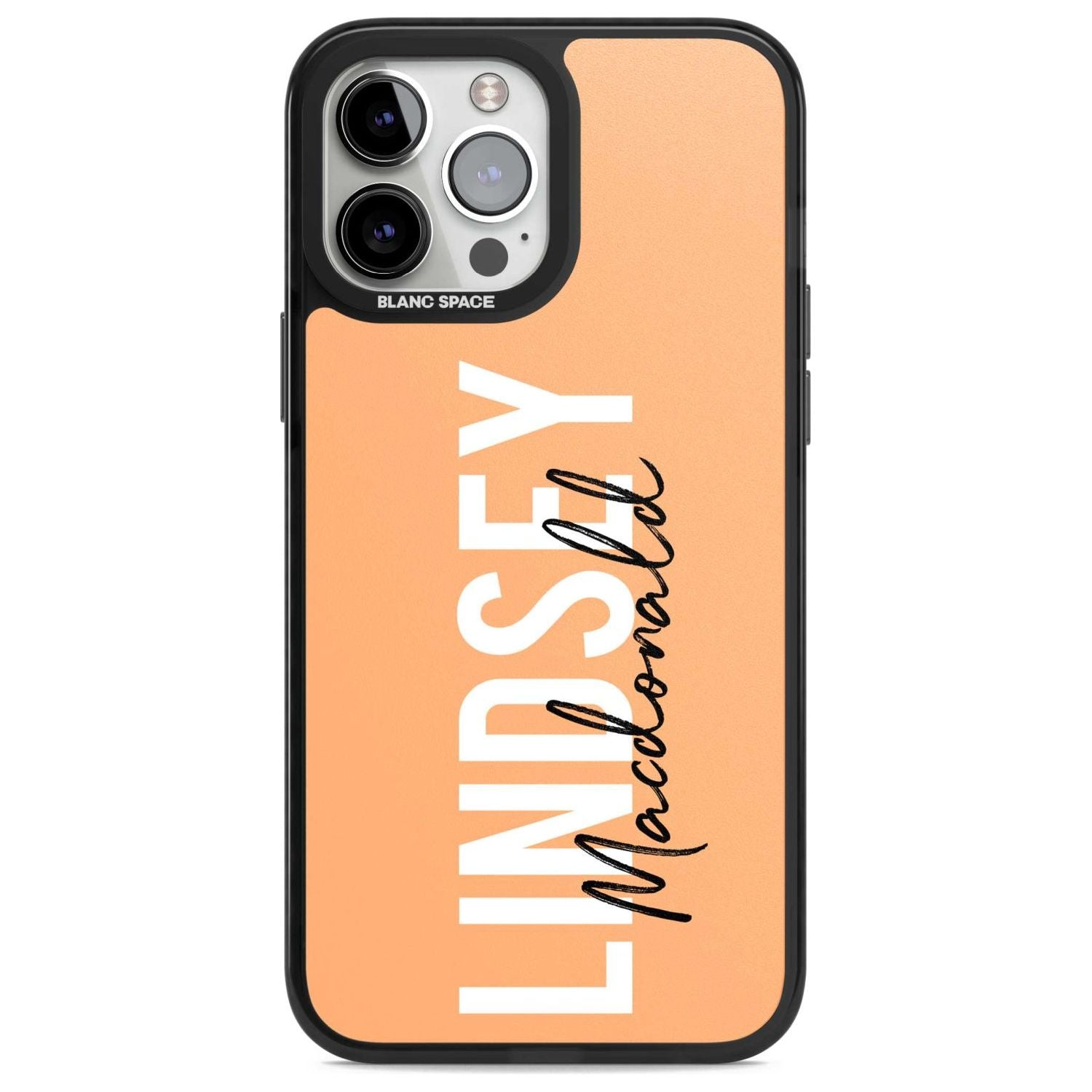 Personalised Bold Name: Peach Custom Phone Case iPhone 13 Pro Max / Magsafe Black Impact Case Blanc Space