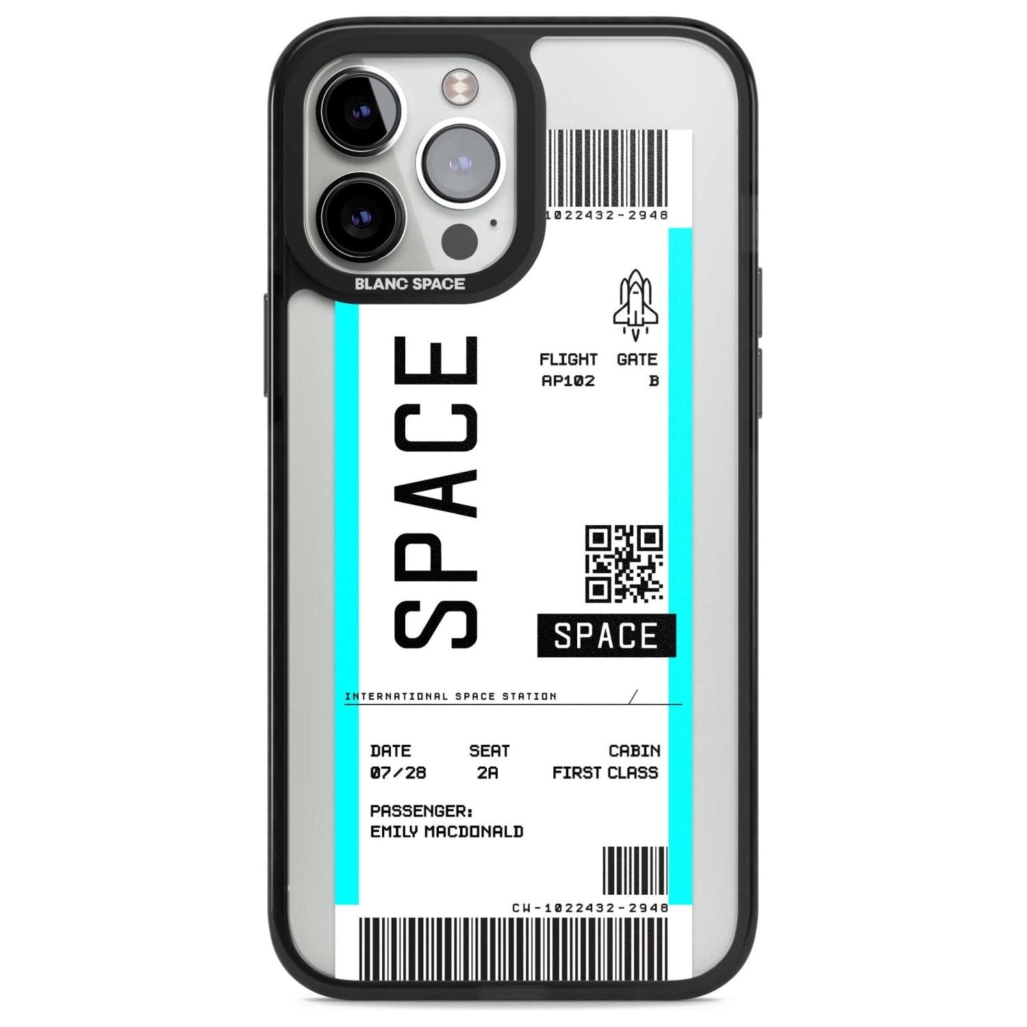 Personalised Space Space Travel Ticket Custom Phone Case iPhone 13 Pro Max / Magsafe Black Impact Case Blanc Space