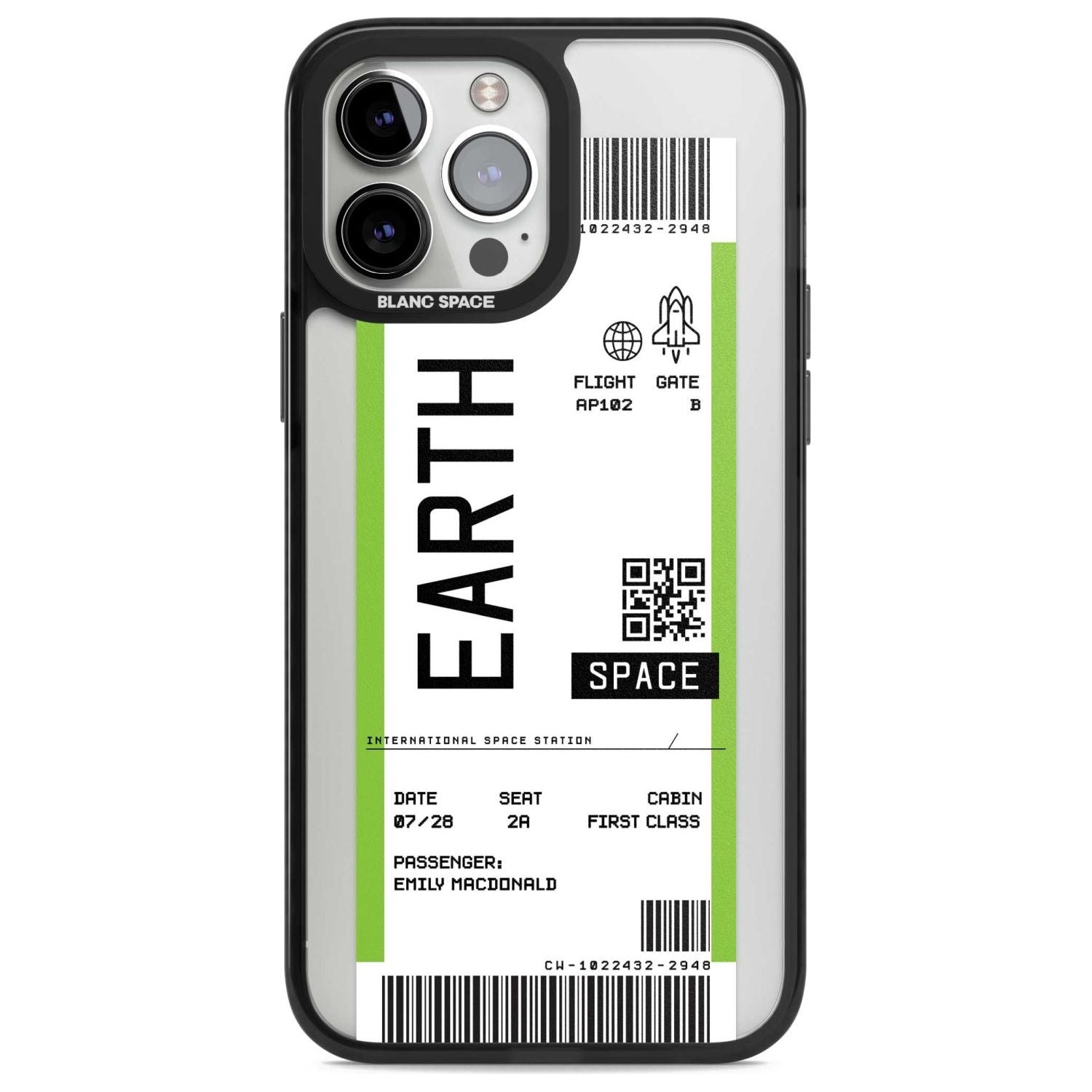Personalised Earth Space Travel Ticket Custom Phone Case iPhone 13 Pro Max / Magsafe Black Impact Case Blanc Space