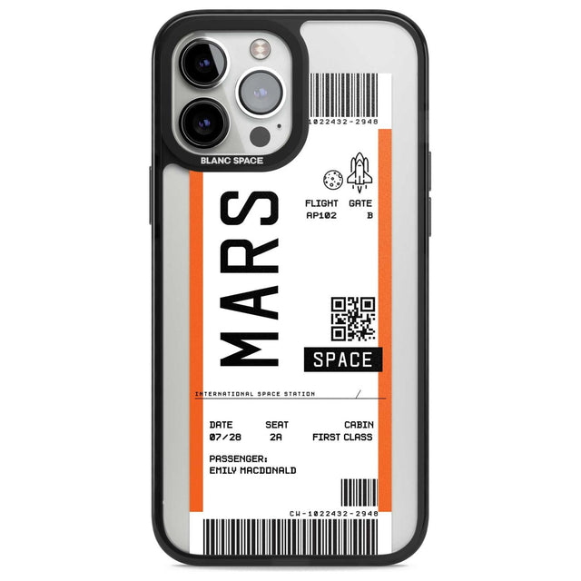 Personalised Mars Space Travel Ticket Custom Phone Case iPhone 13 Pro Max / Magsafe Black Impact Case Blanc Space
