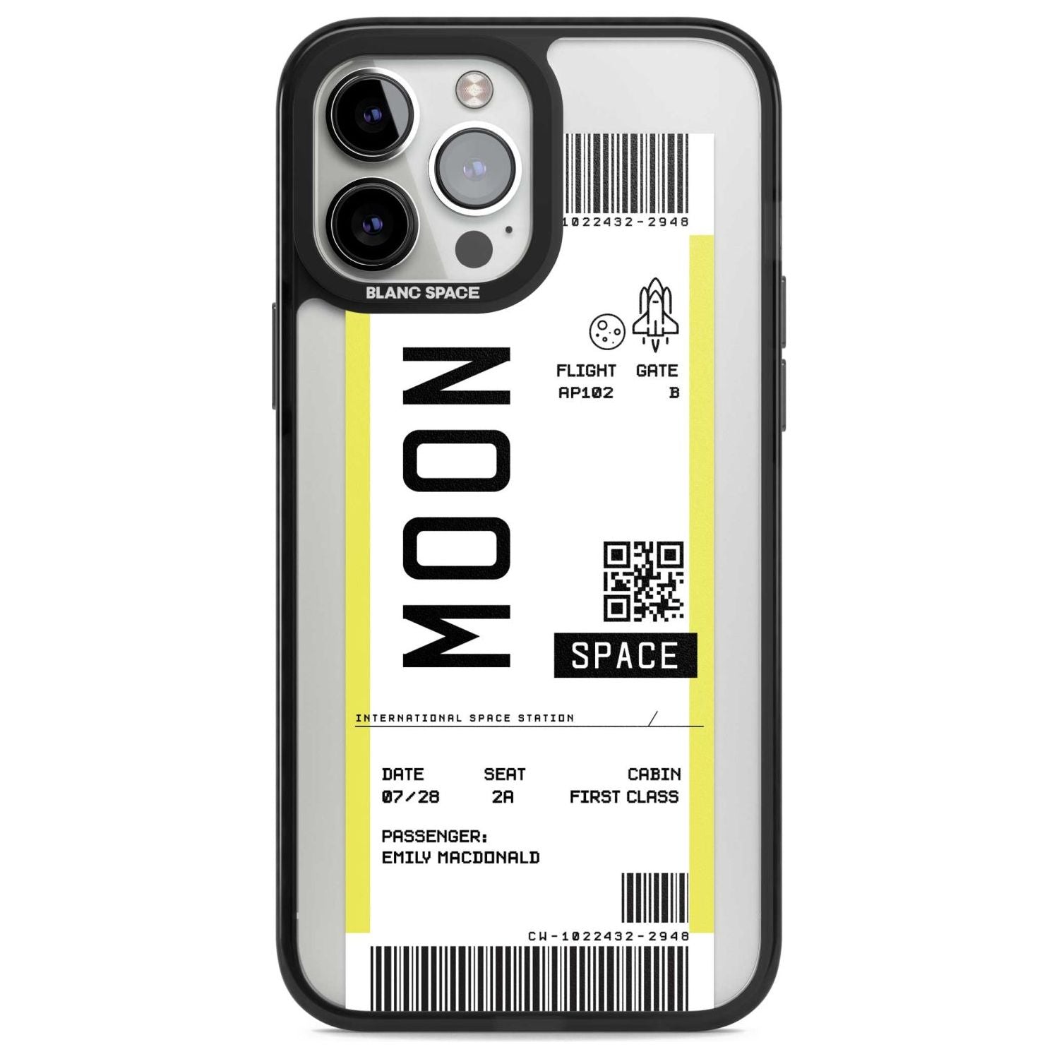 Personalised Moon Space Travel Ticket Custom Phone Case iPhone 13 Pro Max / Magsafe Black Impact Case Blanc Space