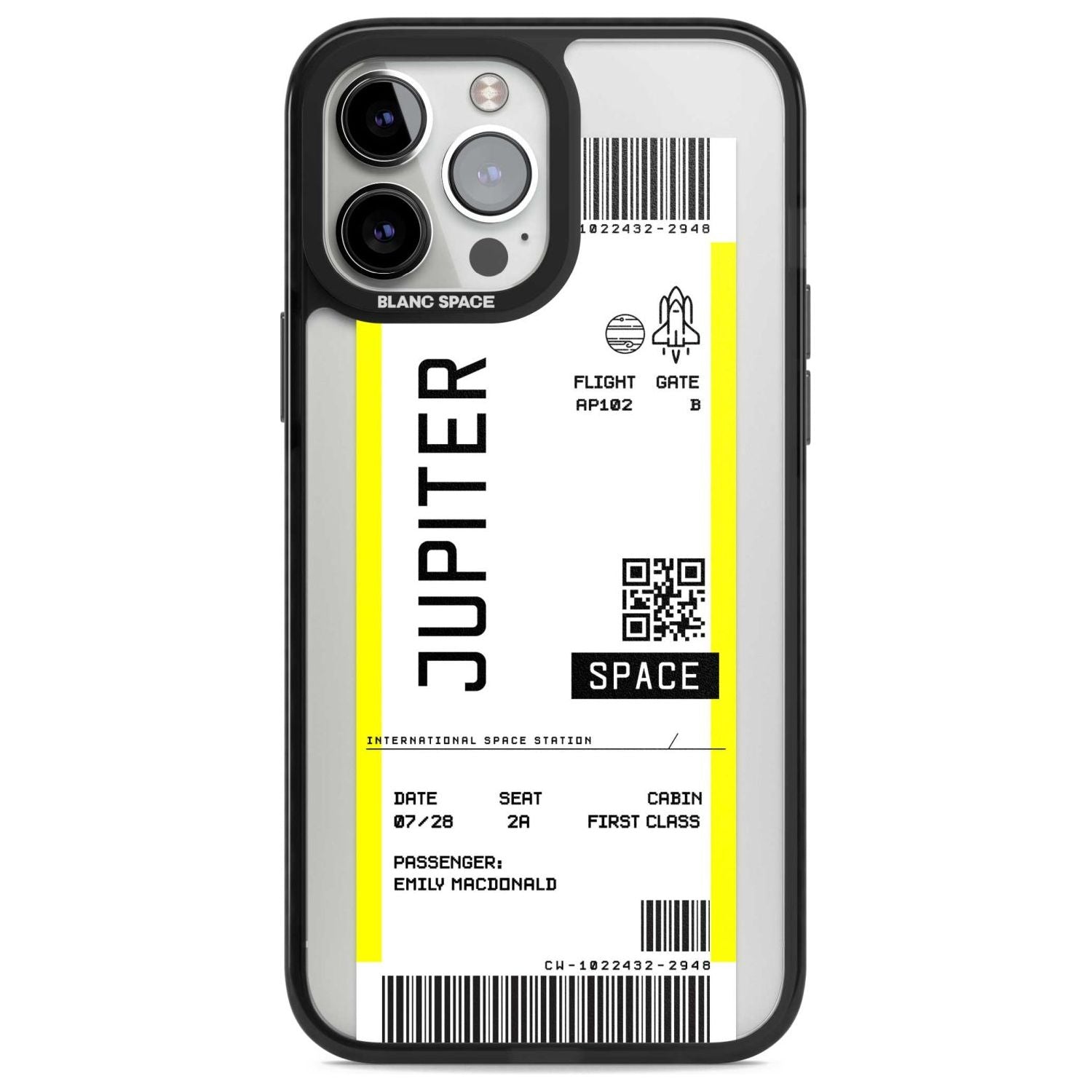 Personalised Jupiter Travel Ticket Custom Phone Case iPhone 13 Pro Max / Magsafe Black Impact Case Blanc Space