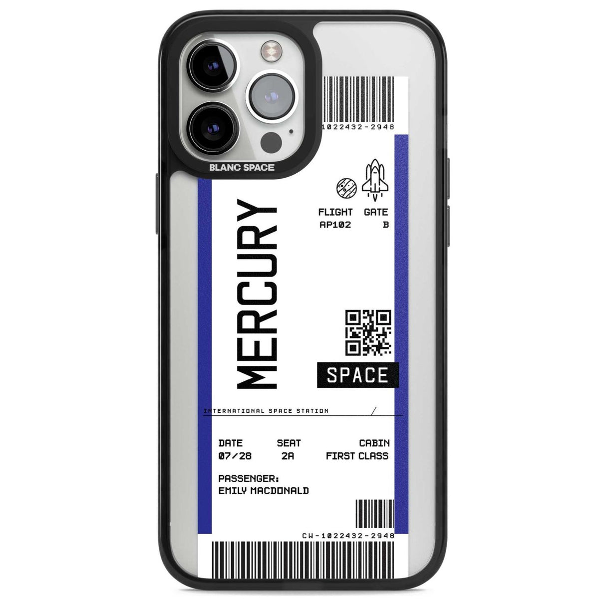 Personalised Mercury Space Travel Ticket Custom Phone Case iPhone 13 Pro Max / Magsafe Black Impact Case Blanc Space