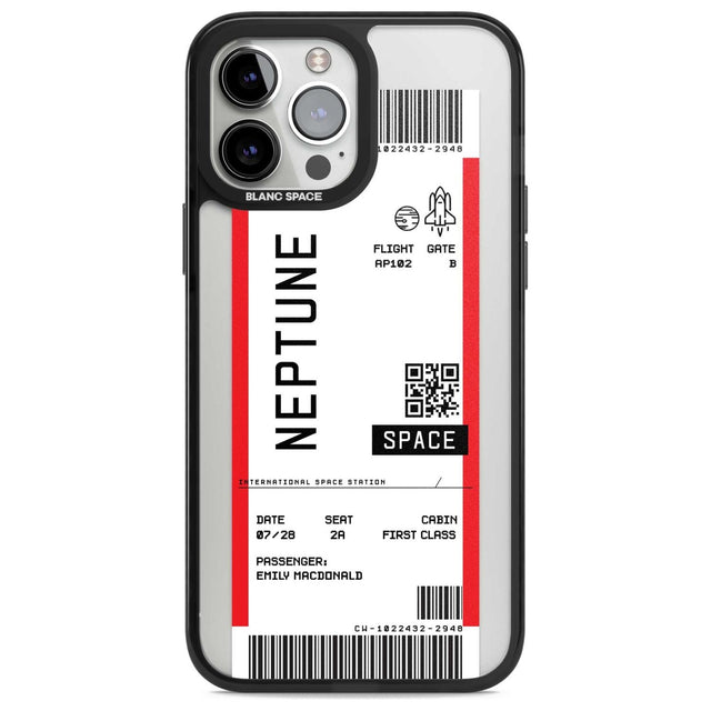 Personalised Neptune Space Travel Ticket Custom Phone Case iPhone 13 Pro Max / Magsafe Black Impact Case Blanc Space