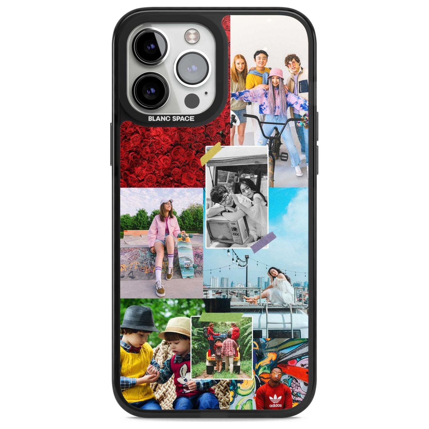 Personalised Photo Collage Custom Phone Case iPhone 13 Pro Max / Magsafe Black Impact Case Blanc Space
