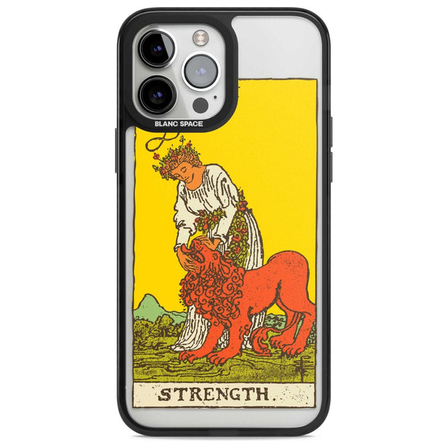 Personalised Strength Tarot Card - Colour Custom Phone Case iPhone 13 Pro Max / Magsafe Black Impact Case Blanc Space