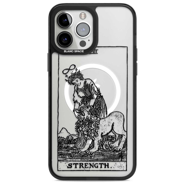Personalised Strength Tarot Card - Transparent Custom Phone Case iPhone 13 Pro Max / Magsafe Black Impact Case Blanc Space
