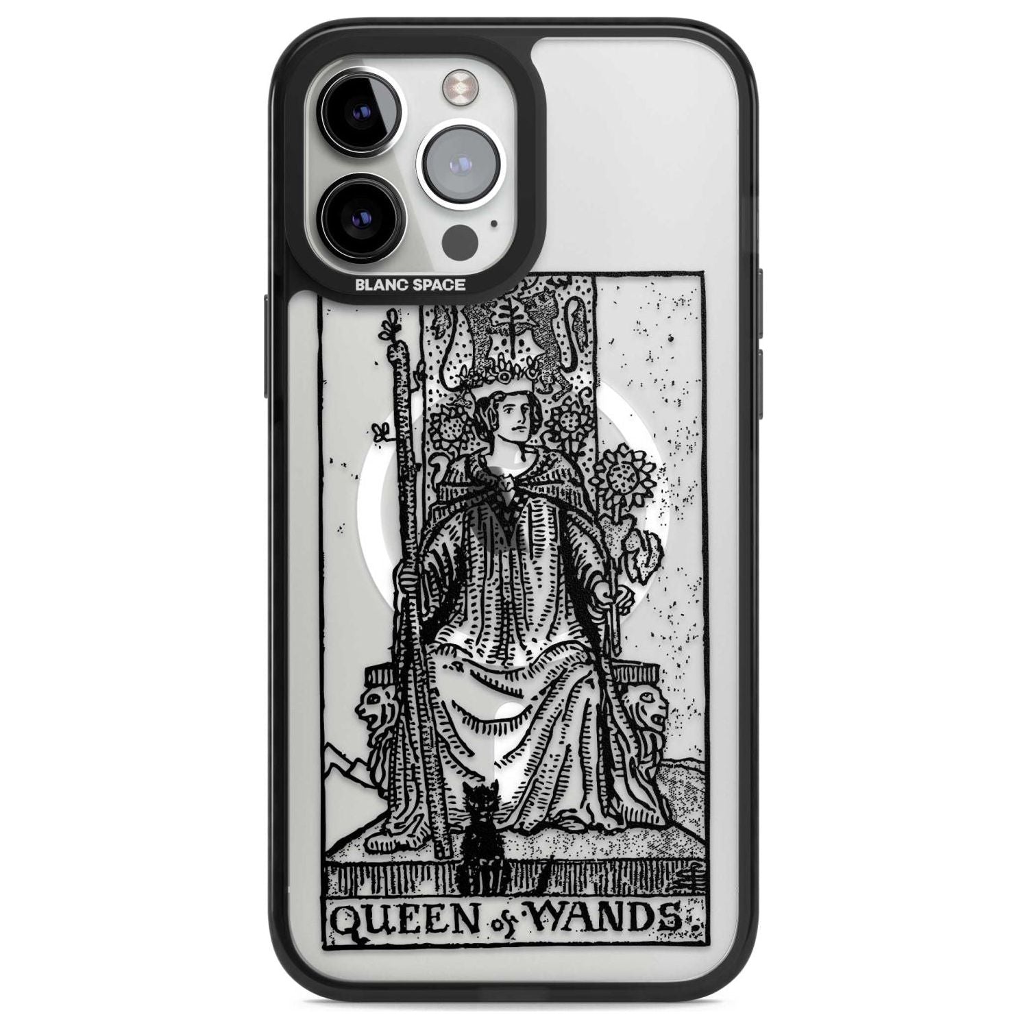 Personalised Queen of Wands Tarot Card - Transparent Custom Phone Case iPhone 13 Pro Max / Magsafe Black Impact Case Blanc Space