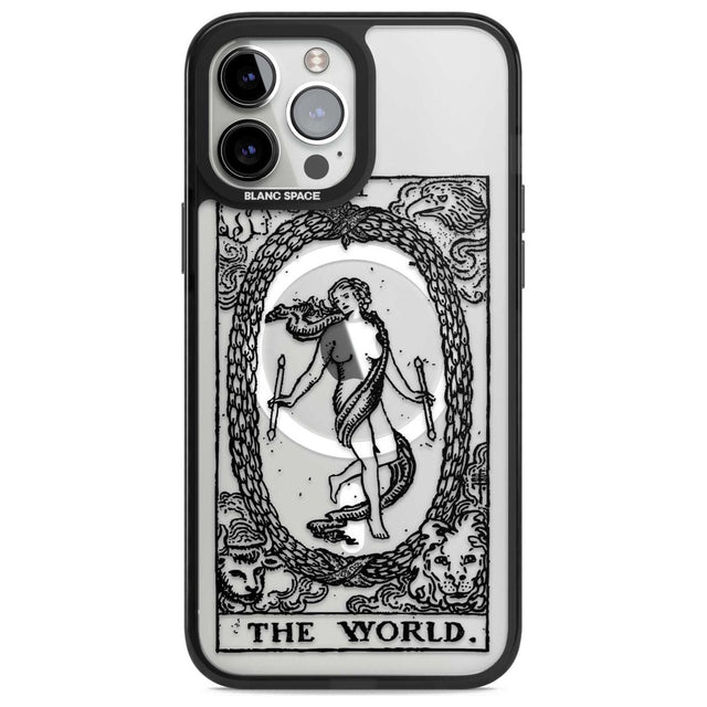 Personalised The World Tarot Card - Transparent Custom Phone Case iPhone 13 Pro Max / Magsafe Black Impact Case Blanc Space
