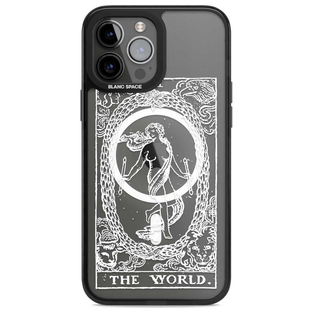 Personalised The World Tarot Card - White Transparent Custom Phone Case iPhone 13 Pro Max / Magsafe Black Impact Case Blanc Space
