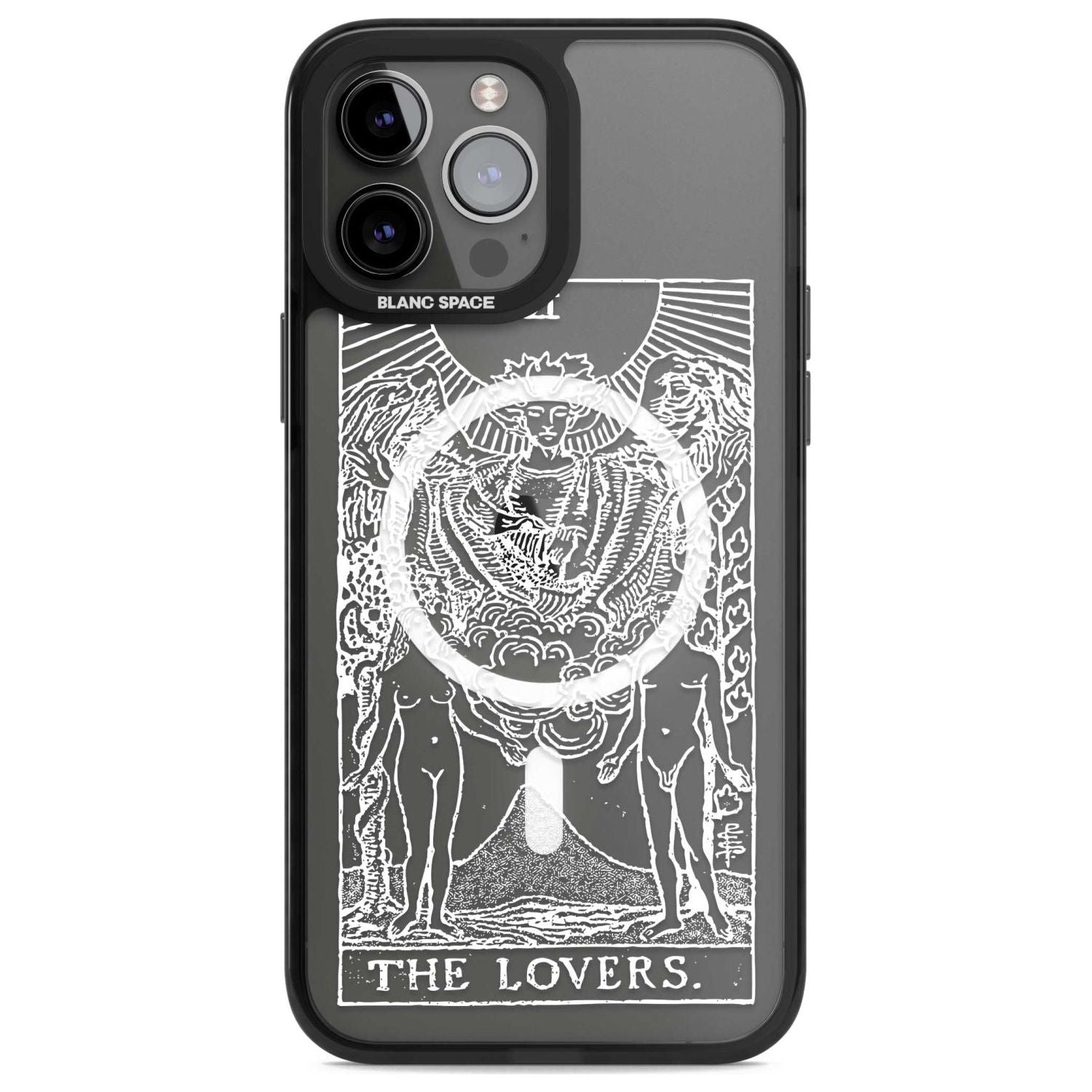 Personalised The Lovers Tarot Card - White Transparent Custom Phone Case iPhone 13 Pro Max / Magsafe Black Impact Case Blanc Space