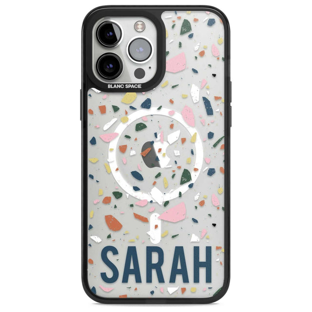 Personalised Terrazzo Custom Phone Case iPhone 13 Pro Max / Magsafe Black Impact Case Blanc Space