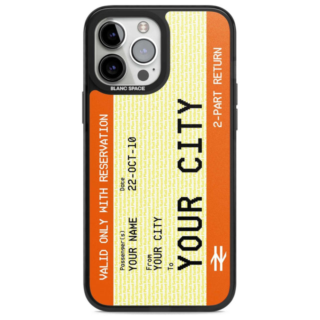 Personalised Create Your Own Train Ticket Custom Phone Case iPhone 13 Pro Max / Magsafe Black Impact Case Blanc Space