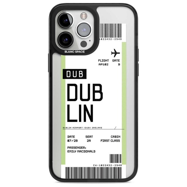 Personalised Dublin Boarding Pass Custom Phone Case iPhone 13 Pro Max / Magsafe Black Impact Case Blanc Space