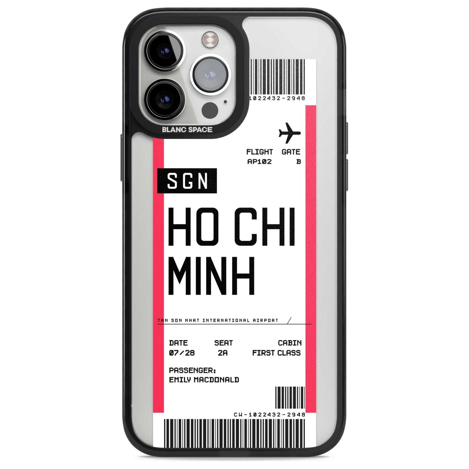 Personalised Ho Chi Minh City Boarding Pass Custom Phone Case iPhone 13 Pro Max / Magsafe Black Impact Case Blanc Space