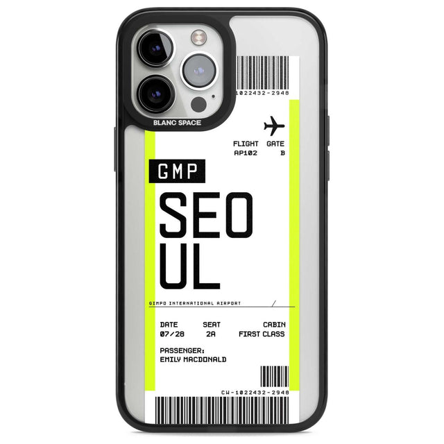 Personalised Seoul Boarding Pass Custom Phone Case iPhone 13 Pro Max / Magsafe Black Impact Case Blanc Space