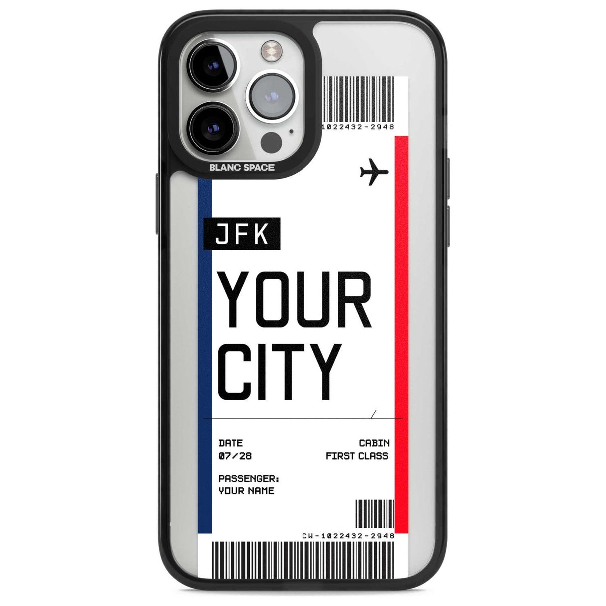 Personalised Create Your Own Boarding Pass Ticket Custom Phone Case iPhone 13 Pro Max / Magsafe Black Impact Case Blanc Space