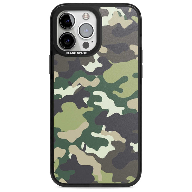 Green Camo Phone Case iPhone 13 Pro Max / Magsafe Black Impact Case Blanc Space