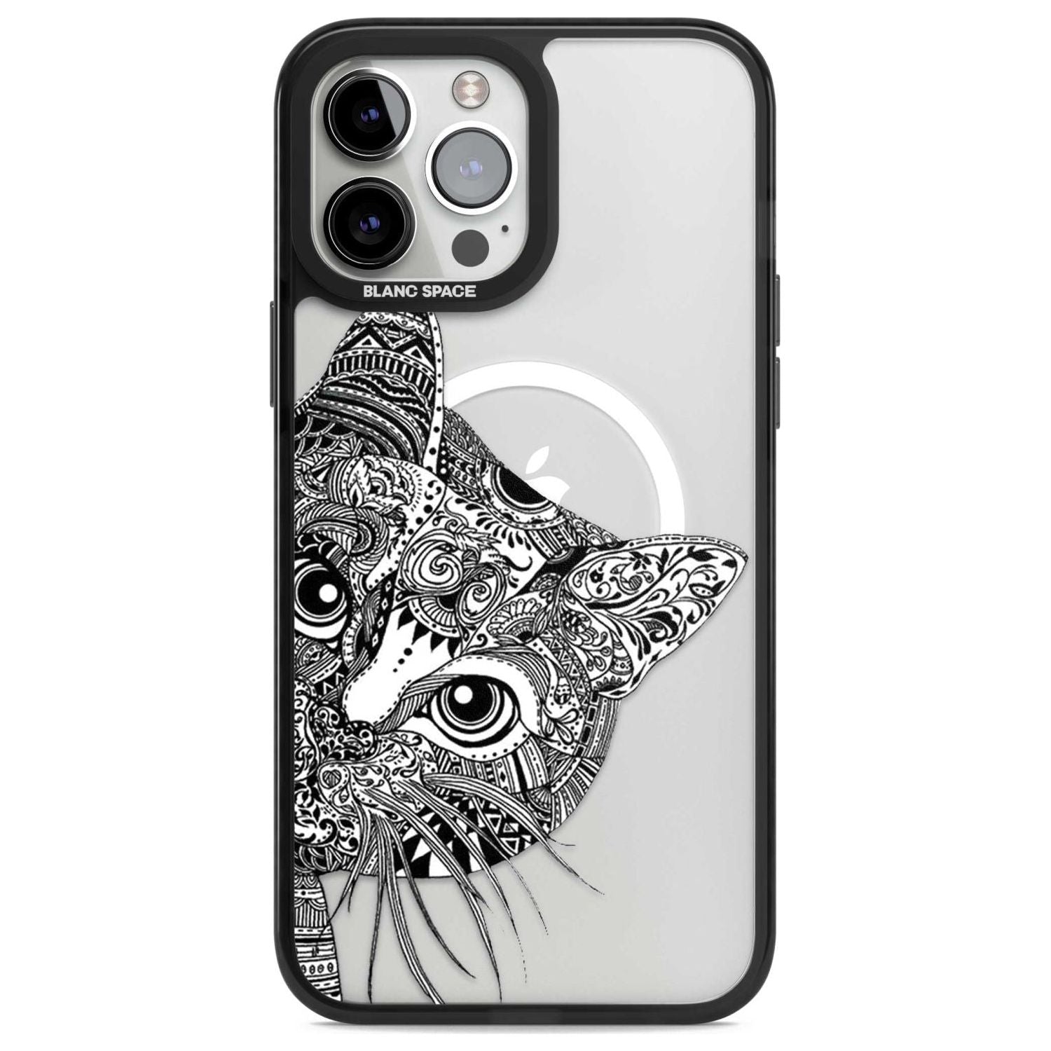 Henna Cat Phone Case iPhone 13 Pro Max / Magsafe Black Impact Case Blanc Space