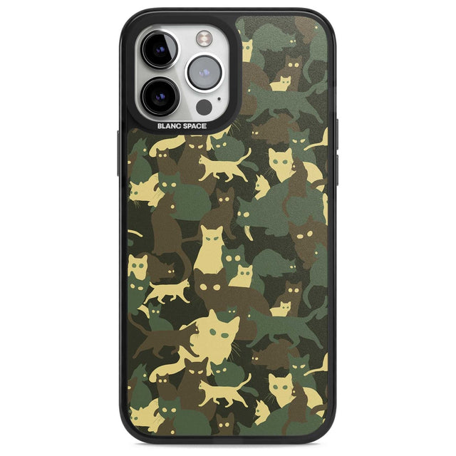 Forest Green Cat Camouflage Pattern Phone Case iPhone 13 Pro Max / Magsafe Black Impact Case Blanc Space