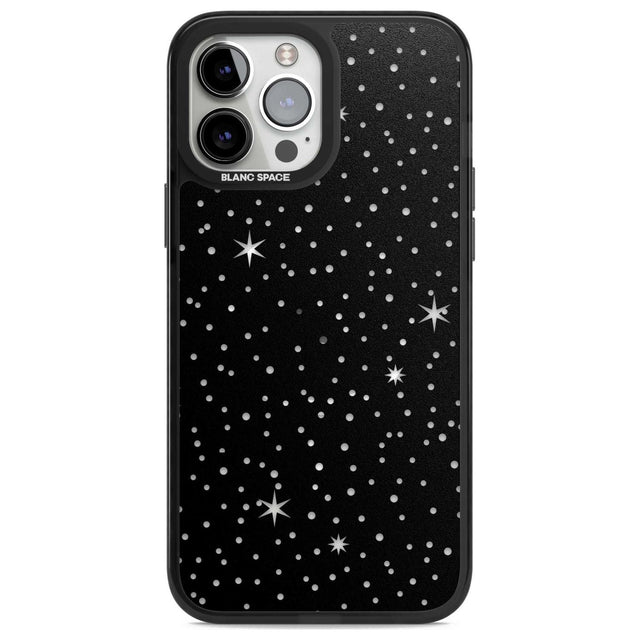 Celestial  Cut-Out Stars Phone Case iPhone 13 Pro Max / Magsafe Black Impact Case Blanc Space