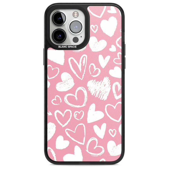 Chalk Hearts Phone Case iPhone 13 Pro Max / Magsafe Black Impact Case Blanc Space