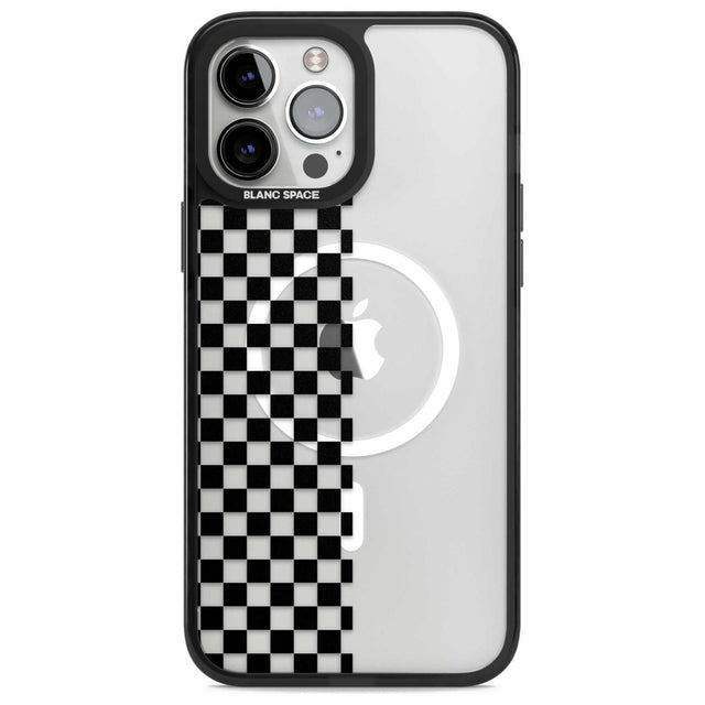 Checker: Half Black Check on Clear Phone Case iPhone 13 Pro Max / Magsafe Black Impact Case Blanc Space