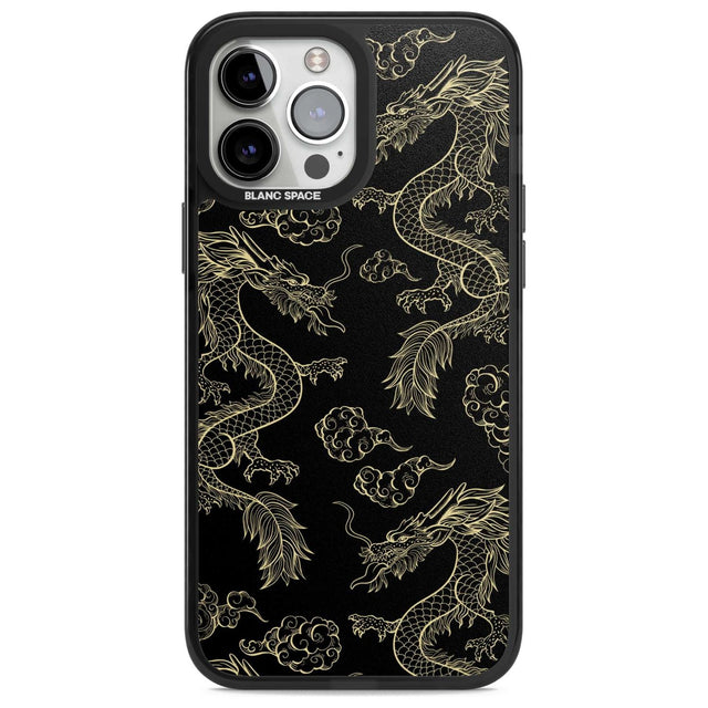 Black and Gold Dragon Pattern Phone Case iPhone 13 Pro Max / Magsafe Black Impact Case Blanc Space