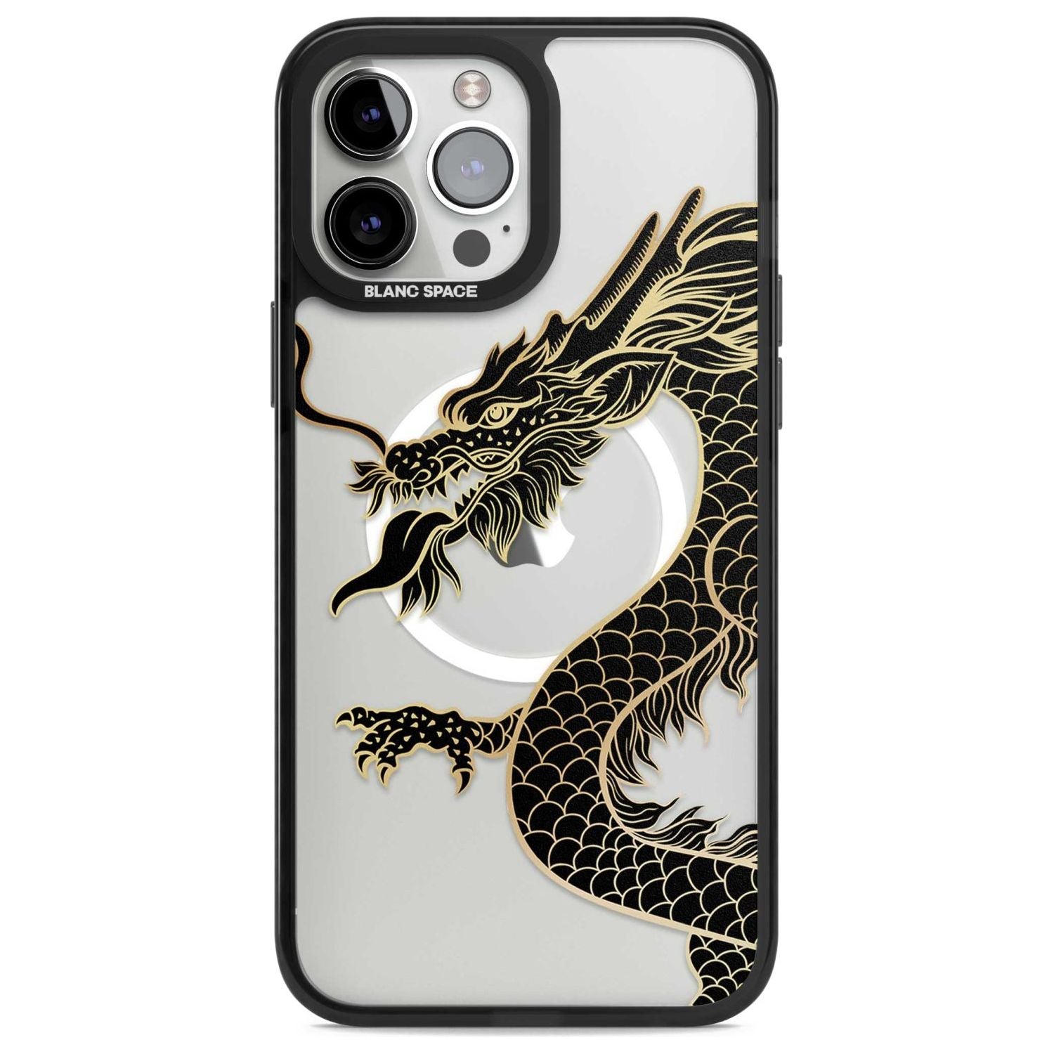 Large Black Dragon Phone Case iPhone 13 Pro Max / Magsafe Black Impact Case Blanc Space