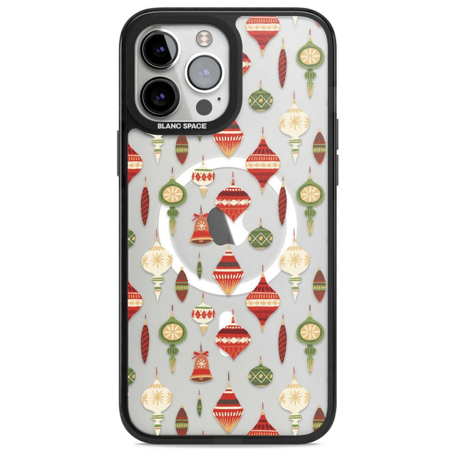 Christmas Baubles Pattern Phone Case iPhone 13 Pro Max / Magsafe Black Impact Case Blanc Space