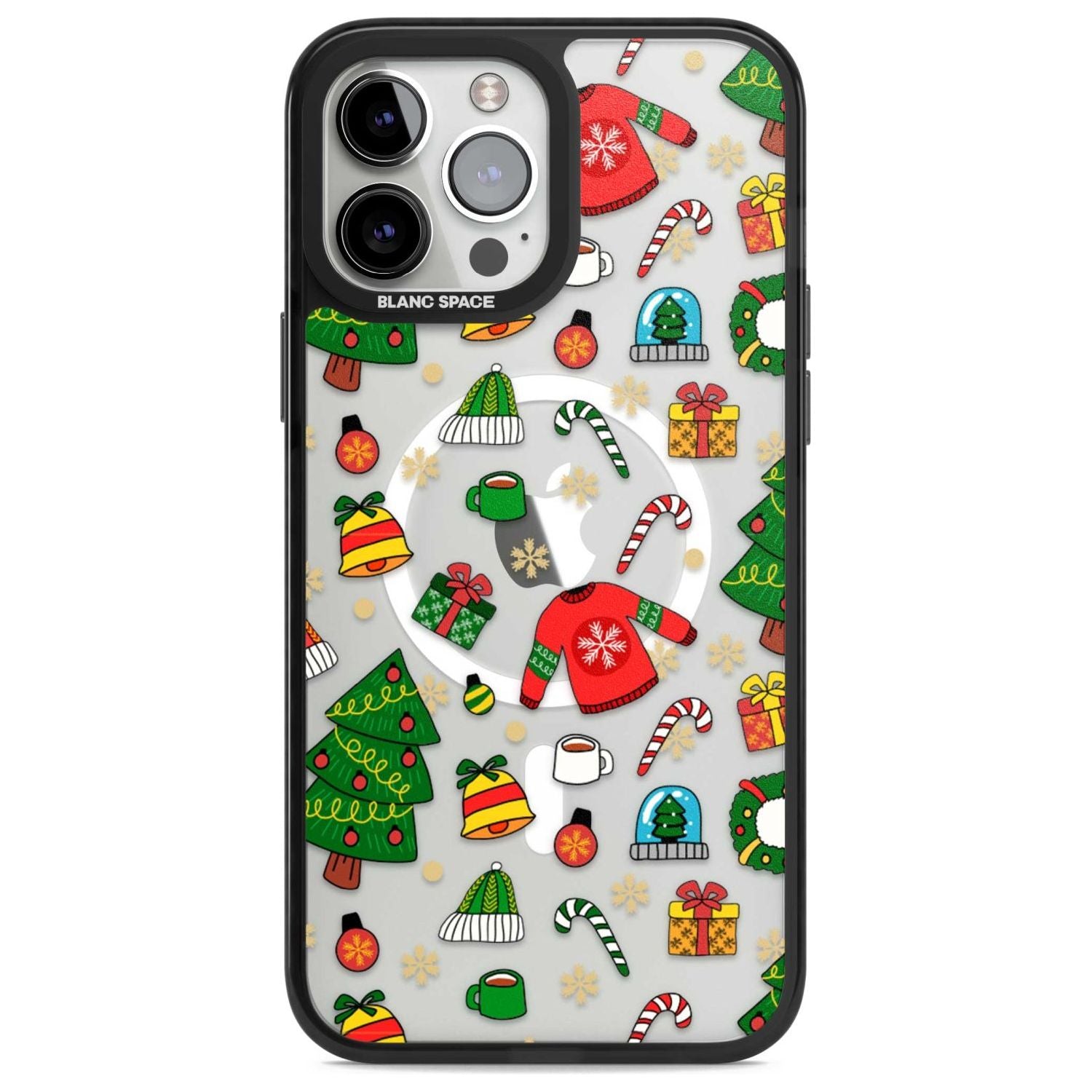 Christmas Mixture Pattern Phone Case iPhone 13 Pro Max / Magsafe Black Impact Case Blanc Space