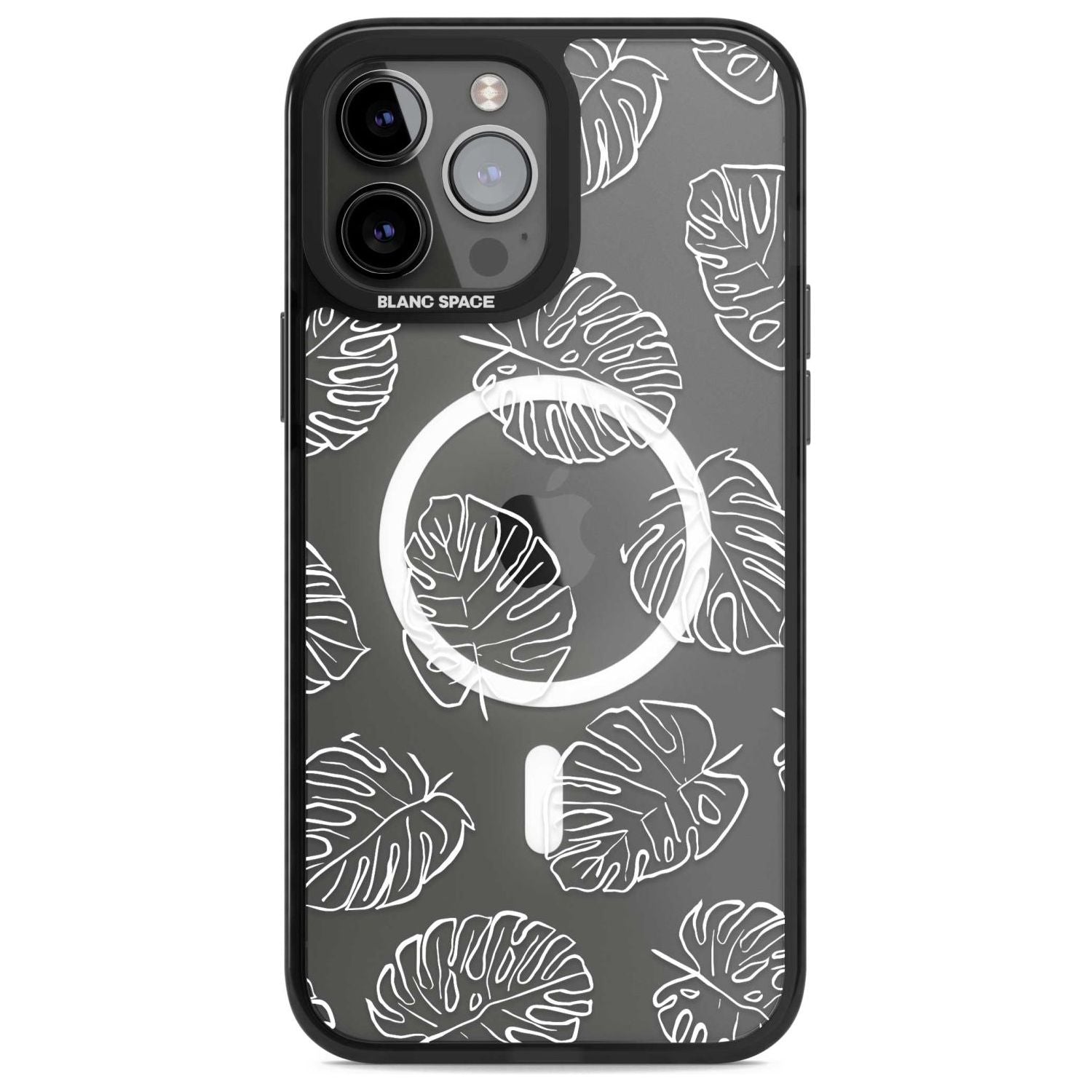 Monstera Leaves Phone Case iPhone 13 Pro Max / Magsafe Black Impact Case Blanc Space