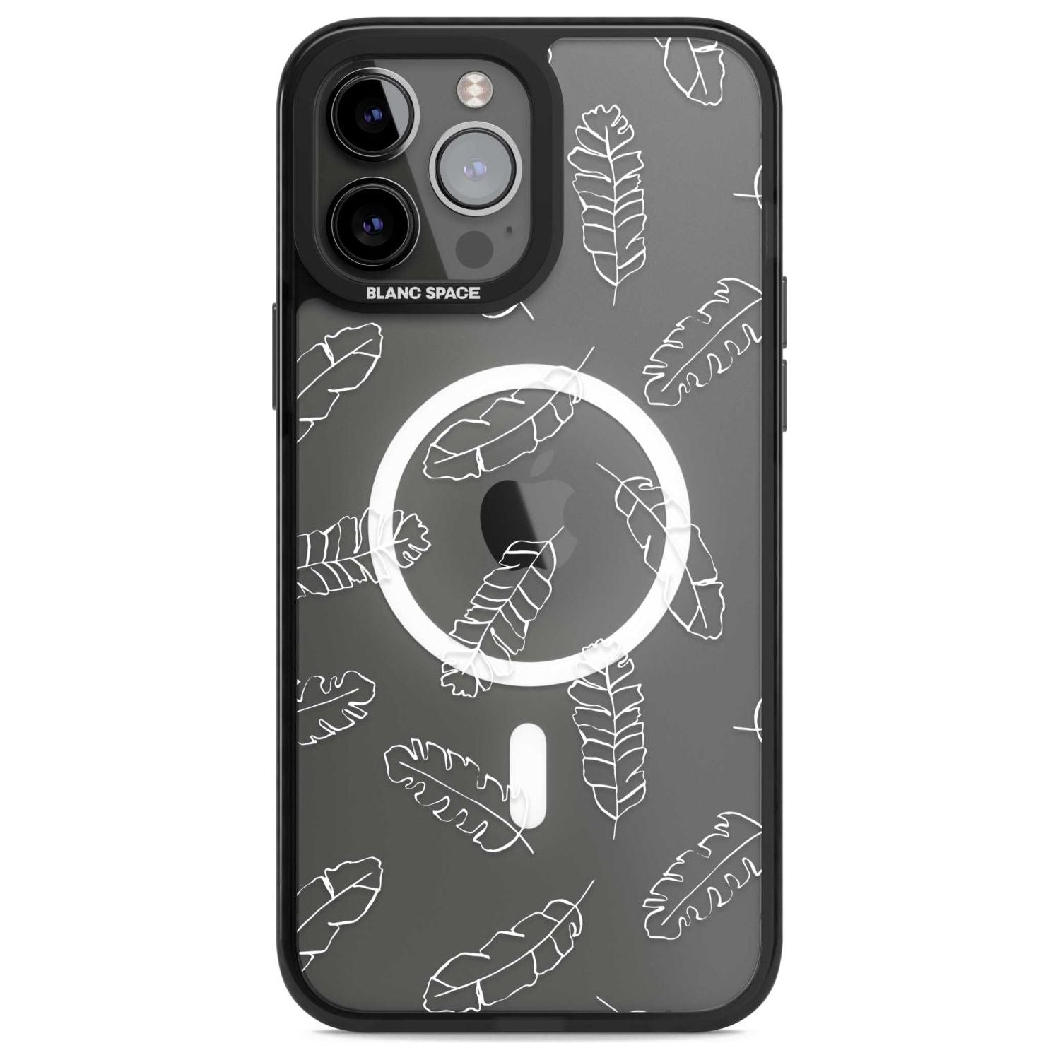 Clear Botanical Designs: Palm Leaves Phone Case iPhone 13 Pro Max / Magsafe Black Impact Case Blanc Space