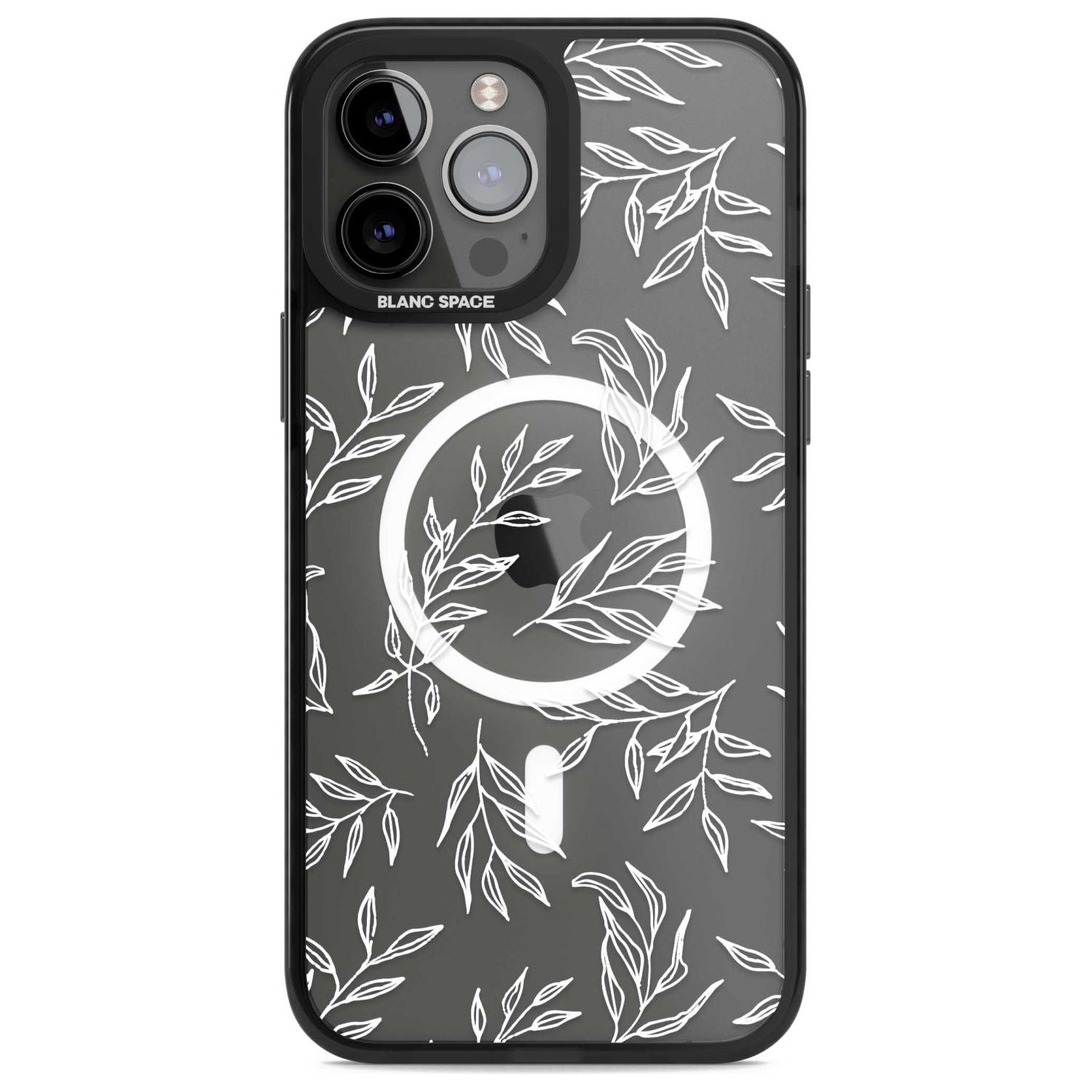 Leafy Botanical Phone Case iPhone 13 Pro Max / Magsafe Black Impact Case Blanc Space