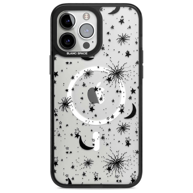 Moons & Stars Phone Case iPhone 13 Pro Max / Magsafe Black Impact Case Blanc Space