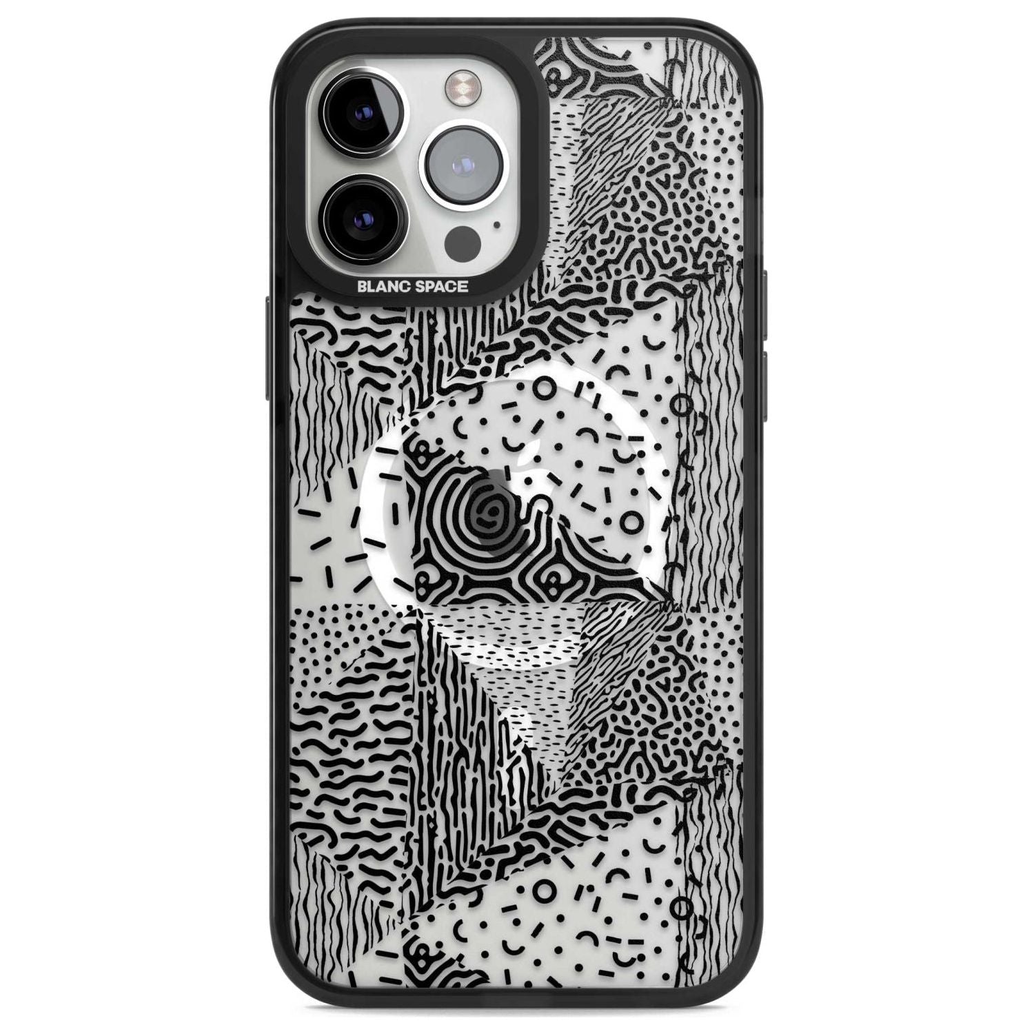 Pattern Mashup (Black) Phone Case iPhone 13 Pro Max / Magsafe Black Impact Case Blanc Space