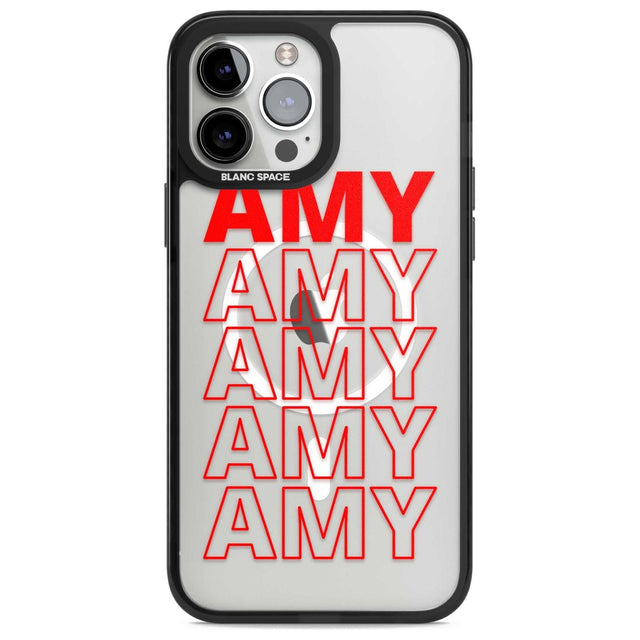 Personalised Clear Text  5B Custom Phone Case iPhone 13 Pro Max / Magsafe Black Impact Case Blanc Space