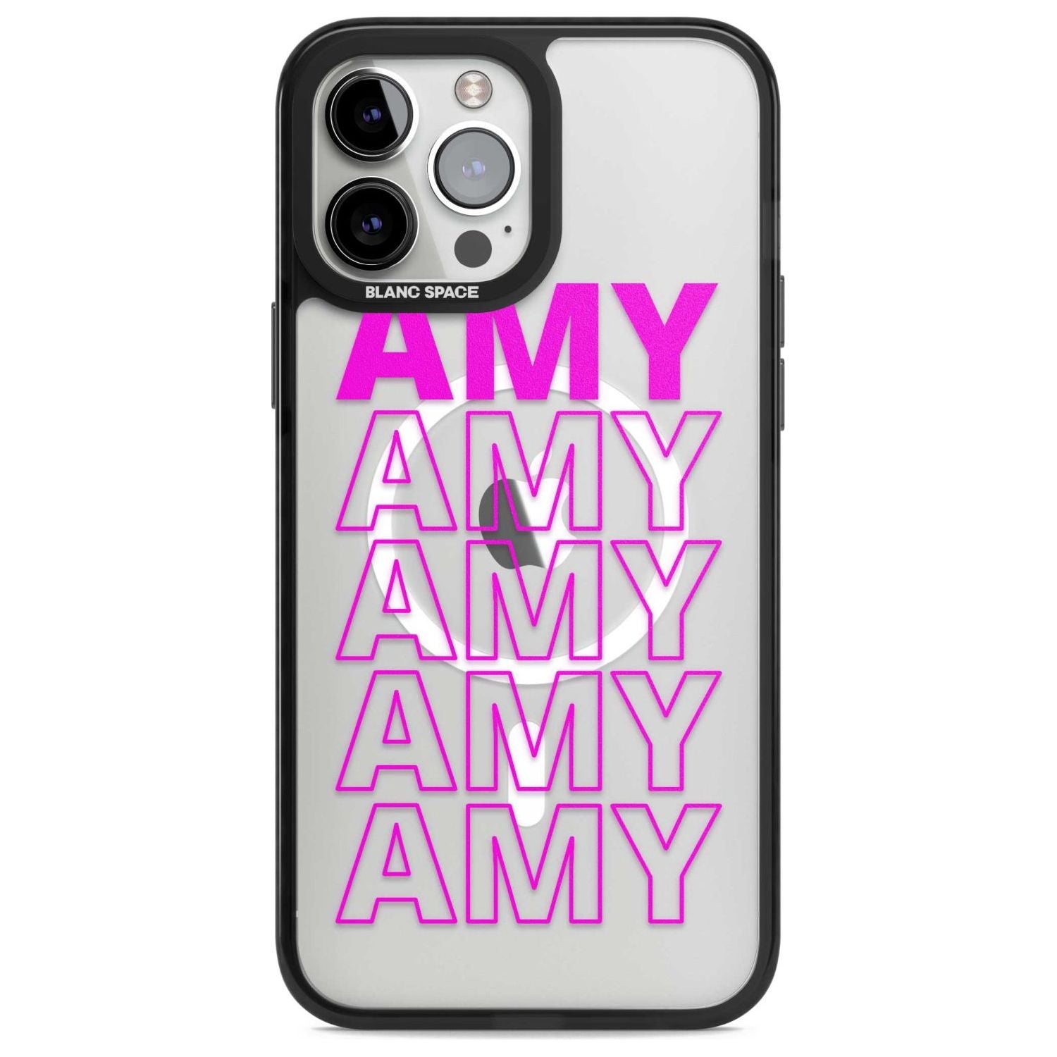 Personalised Clear Text  5D Custom Phone Case iPhone 13 Pro Max / Magsafe Black Impact Case Blanc Space