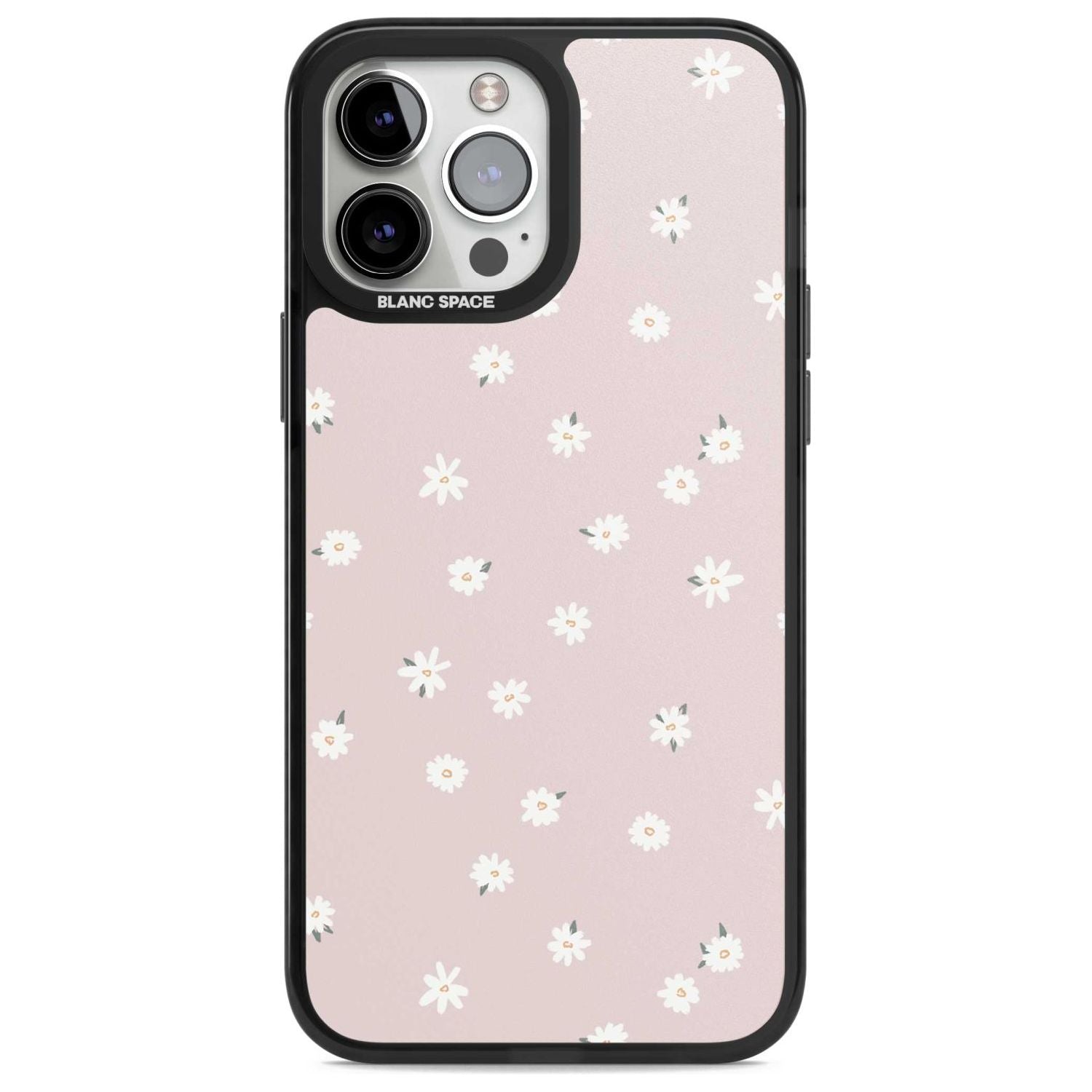 Painted Daises on Pink Phone Case iPhone 13 Pro Max / Magsafe Black Impact Case Blanc Space