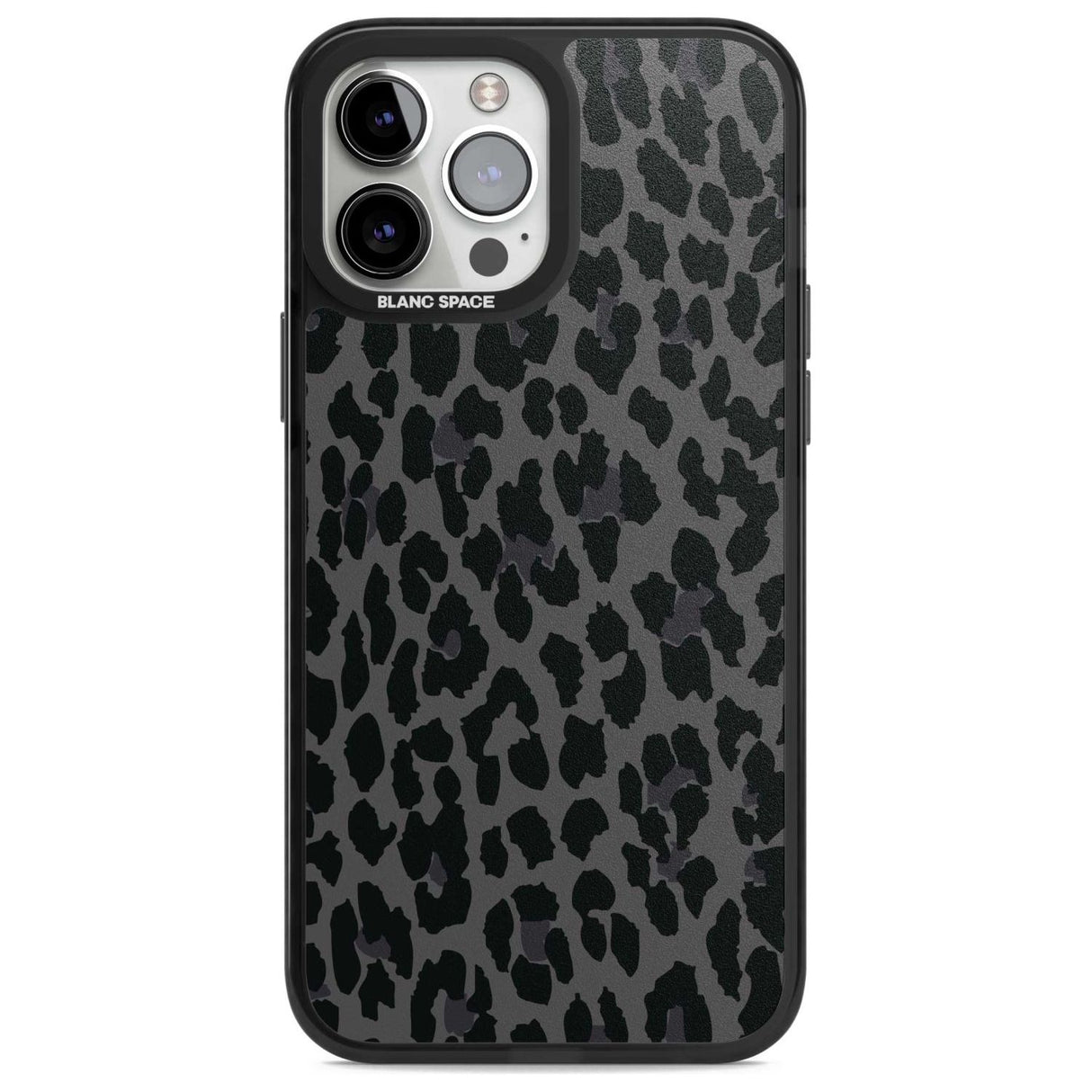 Dark Animal Print Pattern Large Leopard Phone Case iPhone 13 Pro Max / Magsafe Black Impact Case Blanc Space